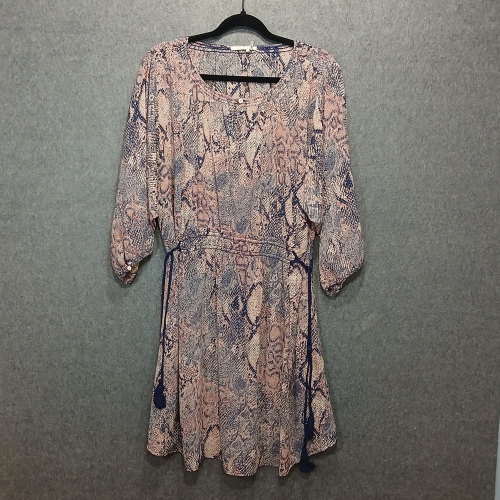 Floreat L Snake Print Sheer Tunic Dress Boho Animal Print Hippie Indie Sleaze